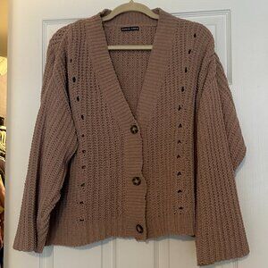 Moral Fiber Tan Knit Button Cardigan 2X